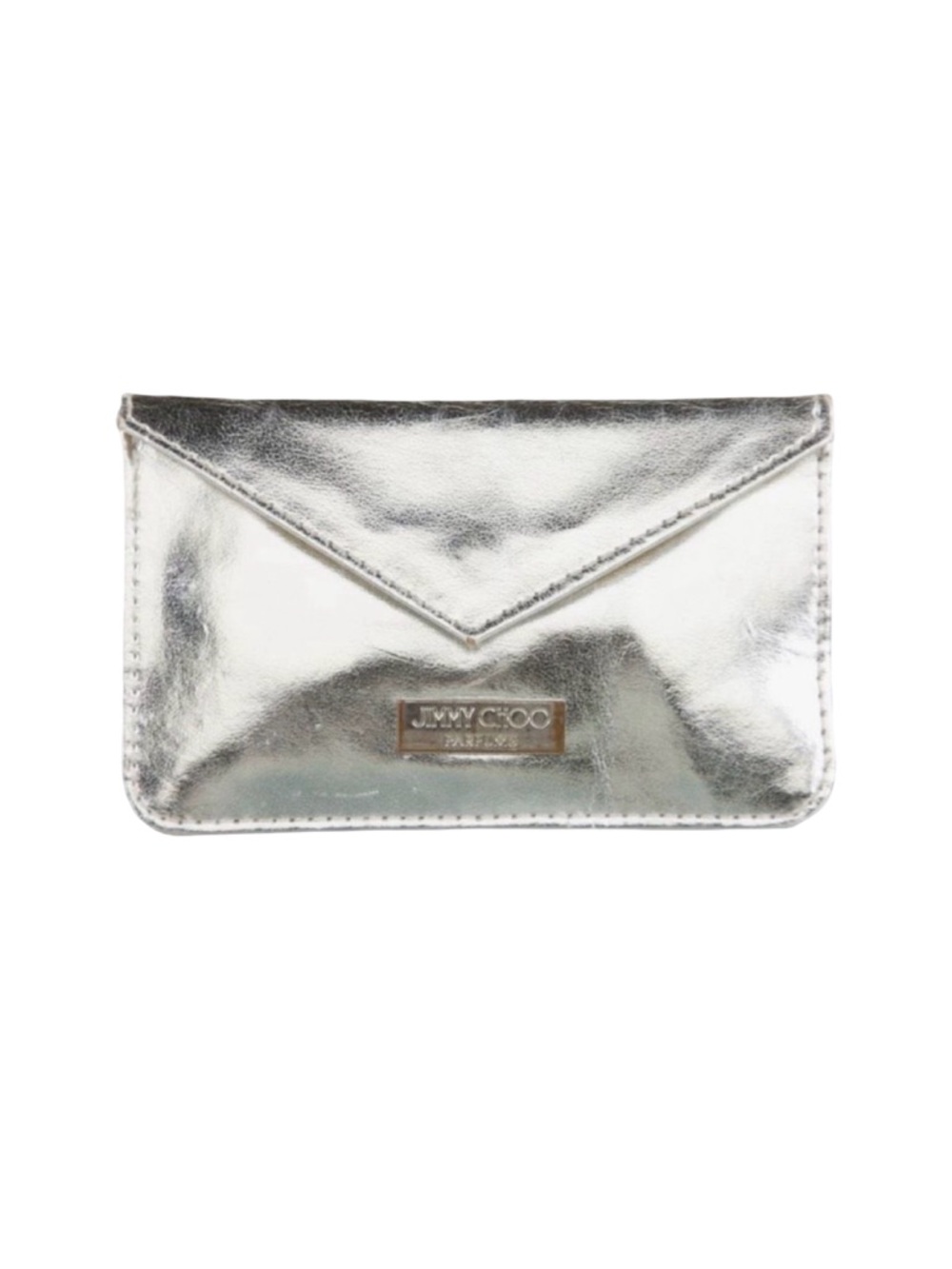 Jimmy Choo Silver Patent Leather Wallet - 5.25”W x 3.25”H x 0.25”D